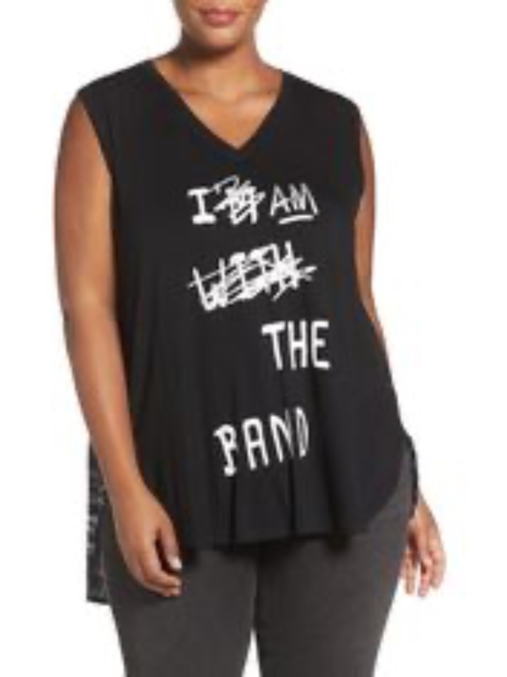 Melissa McCarthy/Seven 7  Womens 2X  Black I Am The Band Sleeveless top